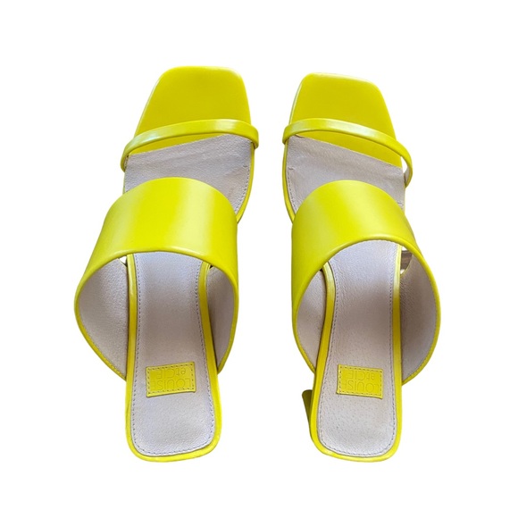Louise et Cie Yellow leather block heel sandal mules - Picture 2 of 6